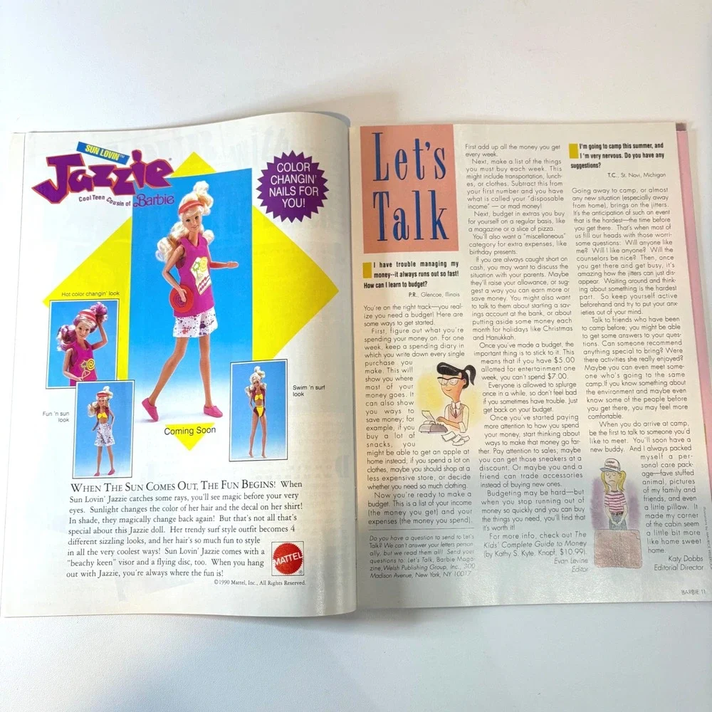 Vintage Barbie Magazine Summer 1990 Disney World Jazzie Mattel 90s Nostalgia